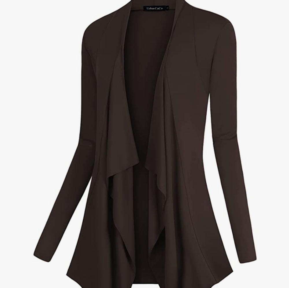 Woman's  Drape Front Open Cardigan Med